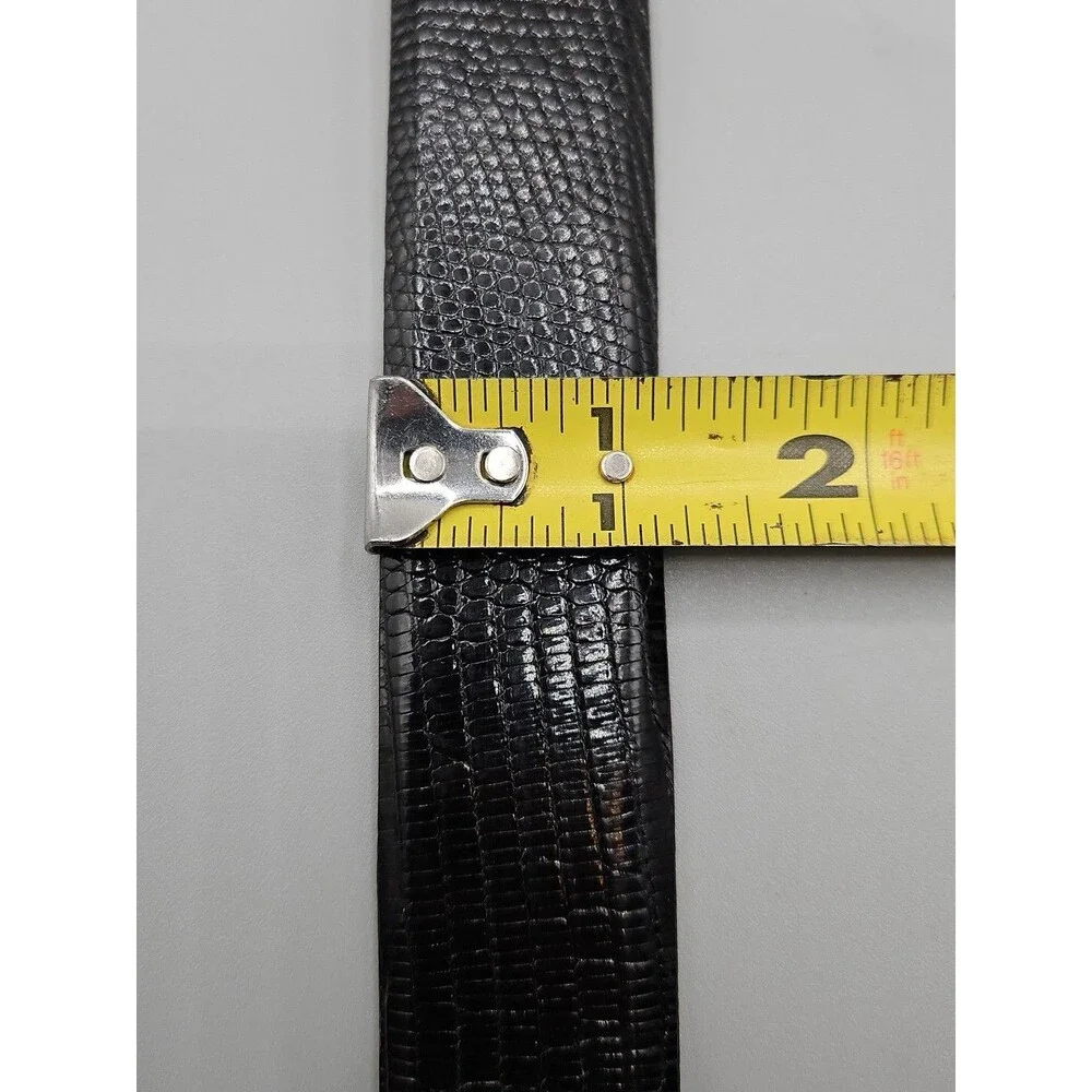 Hand Crafted Java Lizard Leather Crescent Belt Size 33 Black Brass USA Made